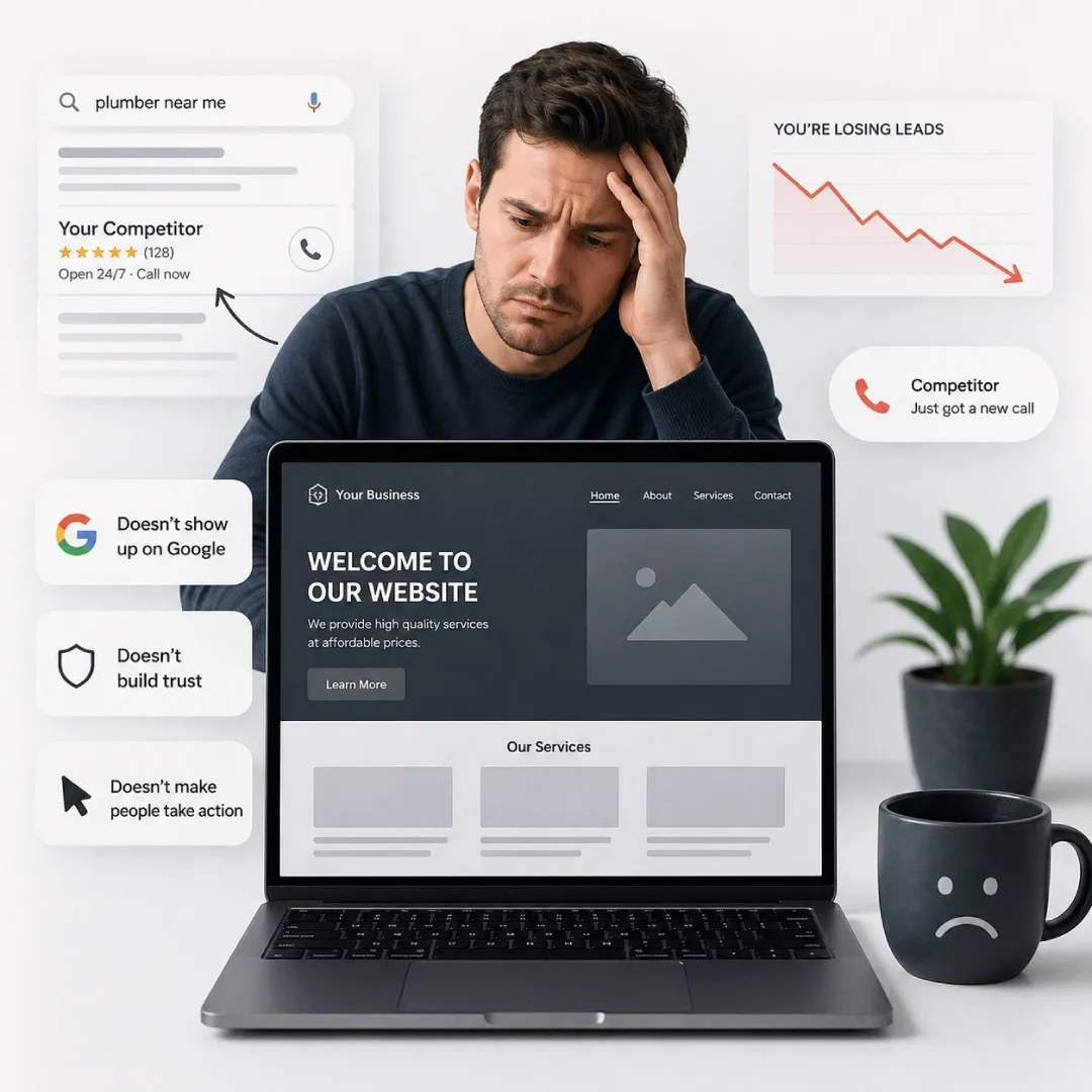 Local business owner losing customer enquiries to a competitor because of an outdated website